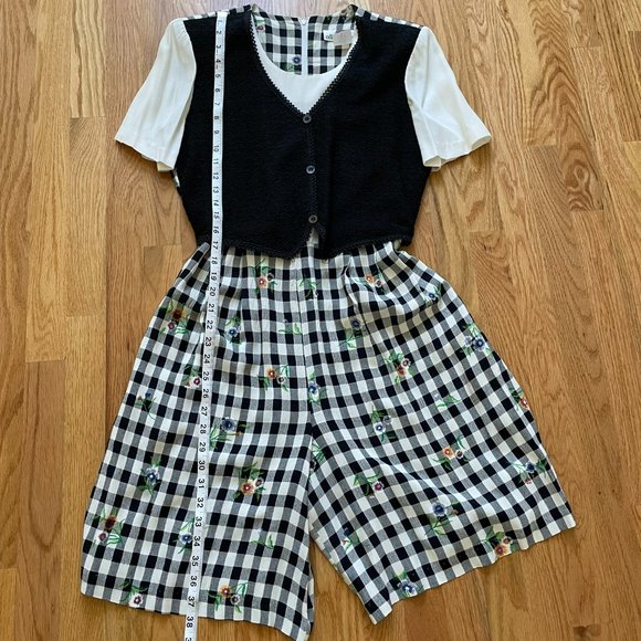 Vtg 80’s Black & White Floral Check Women’s One-Piece Romper by Allison-Che Sz 8 - Picture 9 of 11